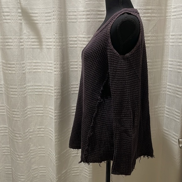 Free People open shoulder waffle knit sweater - Picture 2 of 13